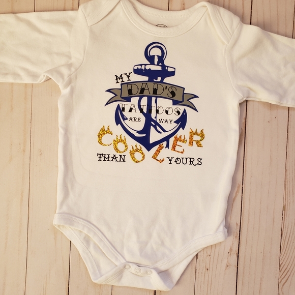 My Dad's Tattoos are way cooler ... baby onesie - Picture 1 of 2